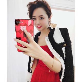 Ốp Cường Lực Tim Đỏ Đen ip6,6s,6plus,6splus,7,7plus,8,8plus,X