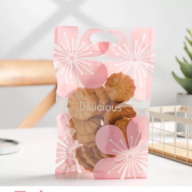 Túi zip đựng bánh kẹo hoa anh đào mẫu mới/ túi zip hoa anh đào 15.5x23cm