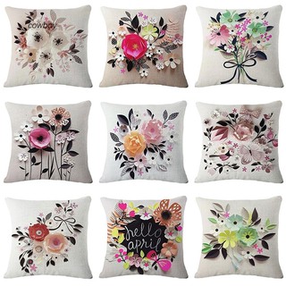 Bao gối vuông vải lanh in hoa nhiều màu trang trí ghế sofa quán cà phê