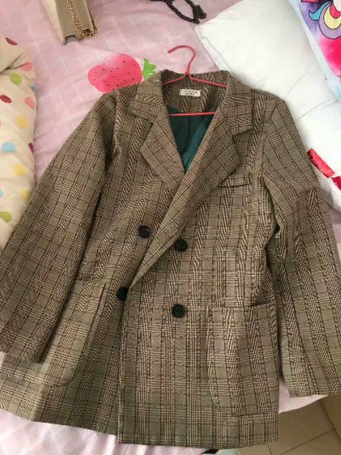 Ảnh thật 4 hình cuối-Áo blazer kẻ caro thời trang Hàn Quốc | BigBuy360 - bigbuy360.vn