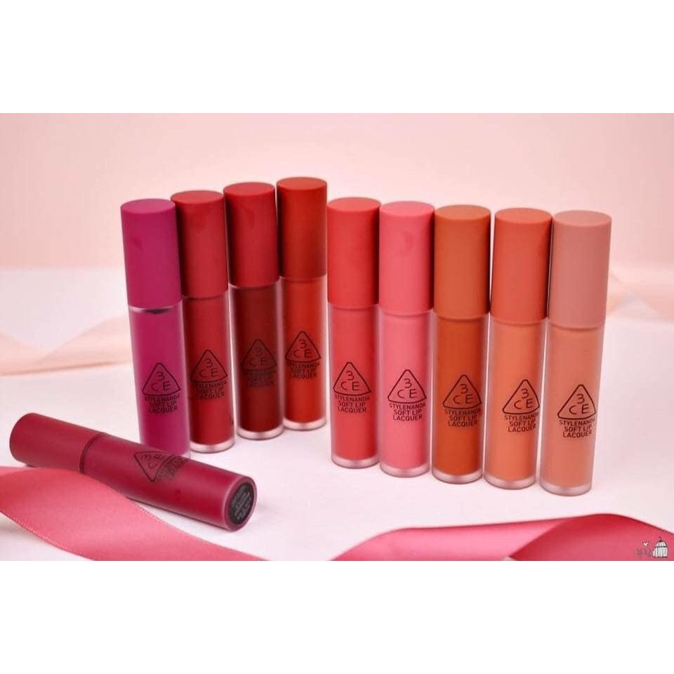 🍭SET SON 3CE_SOFT_LIP_LACQUER 10 CÂY ĐỦ MÀU