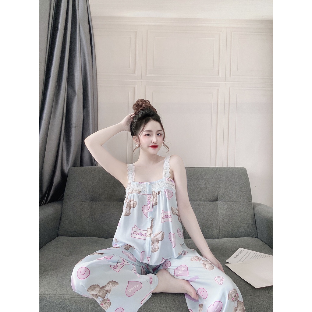 Bộ lụa hai dây hoạ tiết xinh xắn | BigBuy360 - bigbuy360.vn