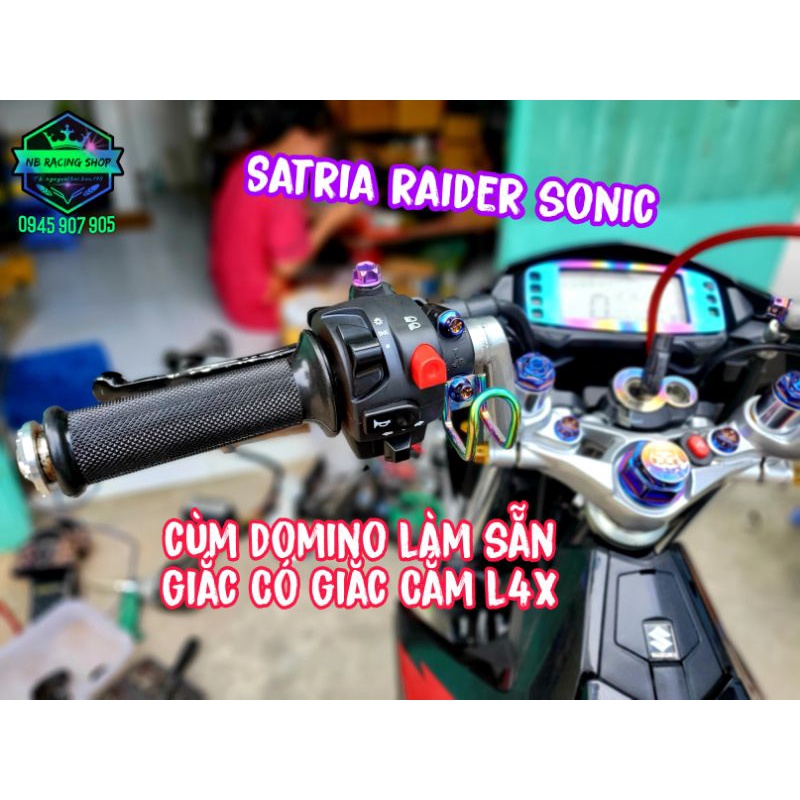 Cùm Công Tắc Domino Làm Sẵn Giắc Cắm Cho SATRIA RAIDER SONIC Có Giắc Đèn Trợ Sáng.NB Racing Shop