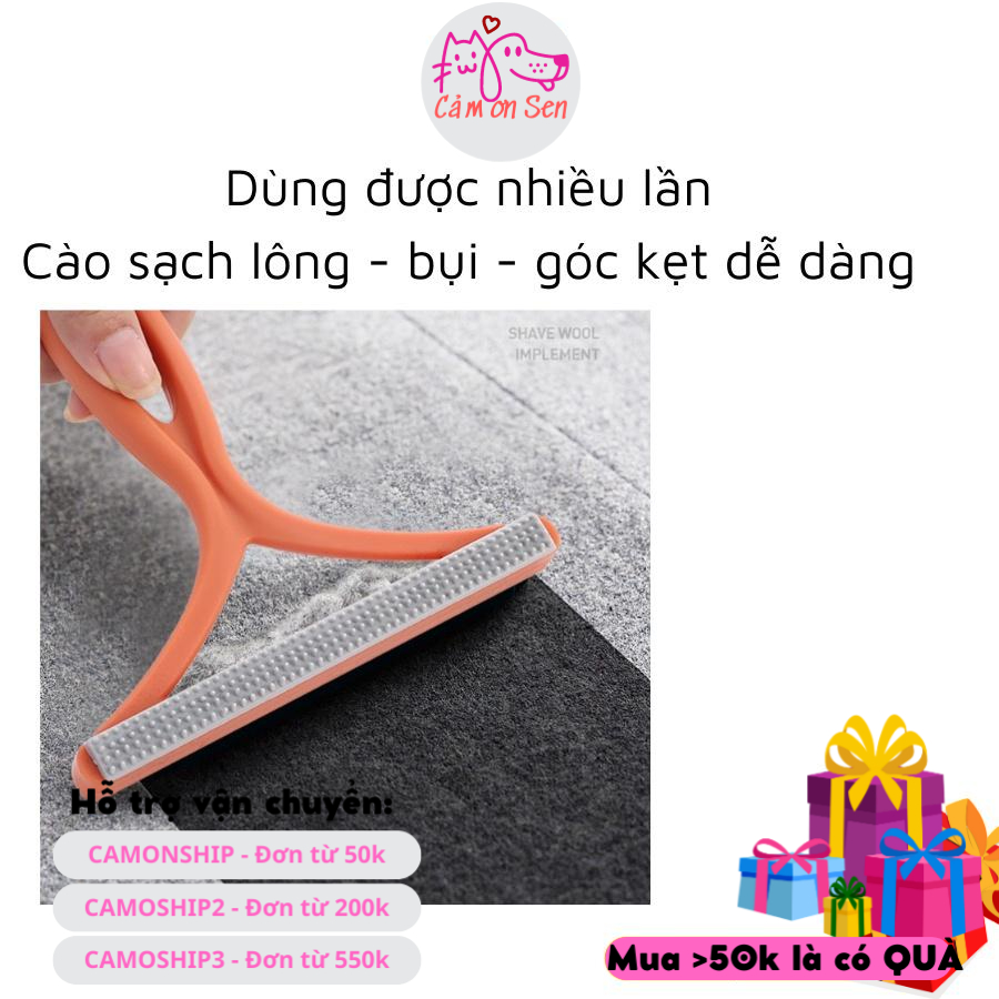Cây lăn tĩnh điện lấy lông chó mèo trên cây cào móng, chăn ga, ổ nằm gồm 2 lưỡi lấy lông