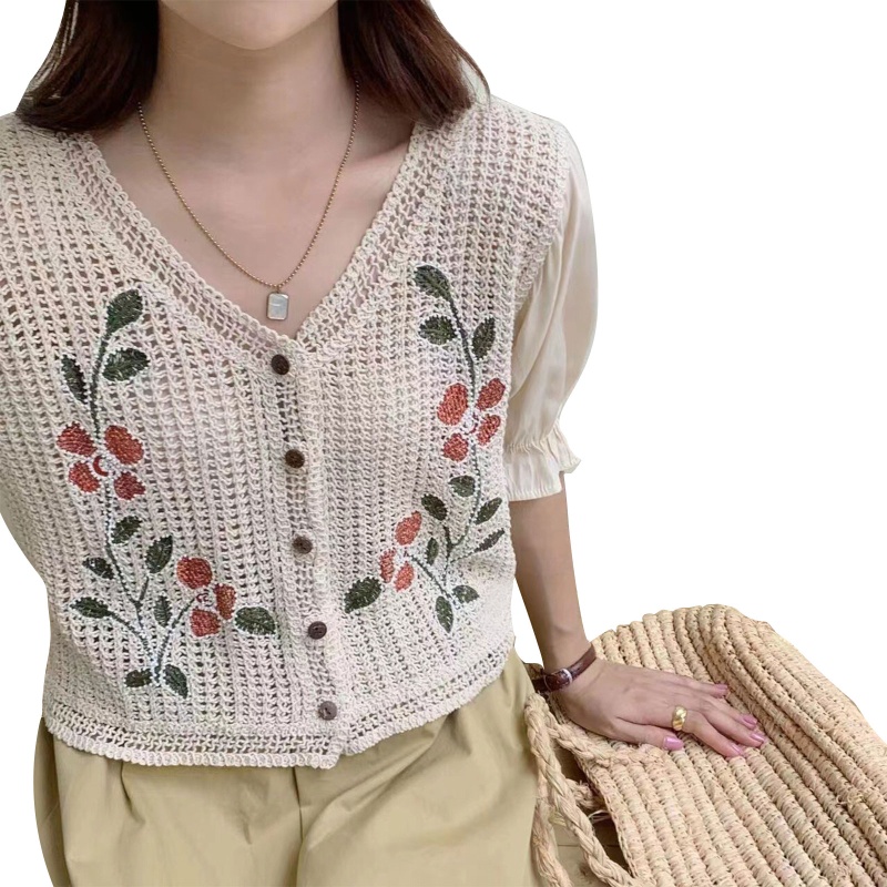 Áo Khoác Cardigan Ngắn Tay Họa Tiết Thêu Thời Trang Nữ Tính
