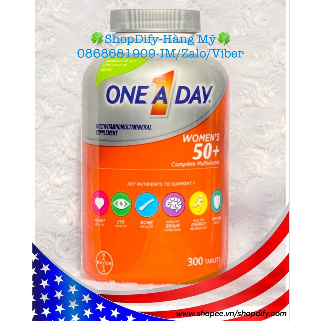 ONE A DAY WOMEN 50+ Viên Uống Vitamin Tổng Hợp Dành Cho Phụ Nữ Trên 50 Tuổi 300 Viên