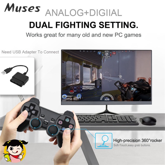 Tay Cầm Chơi Game Không Dây Có Chế Độ Rung Cho Sony Ps2