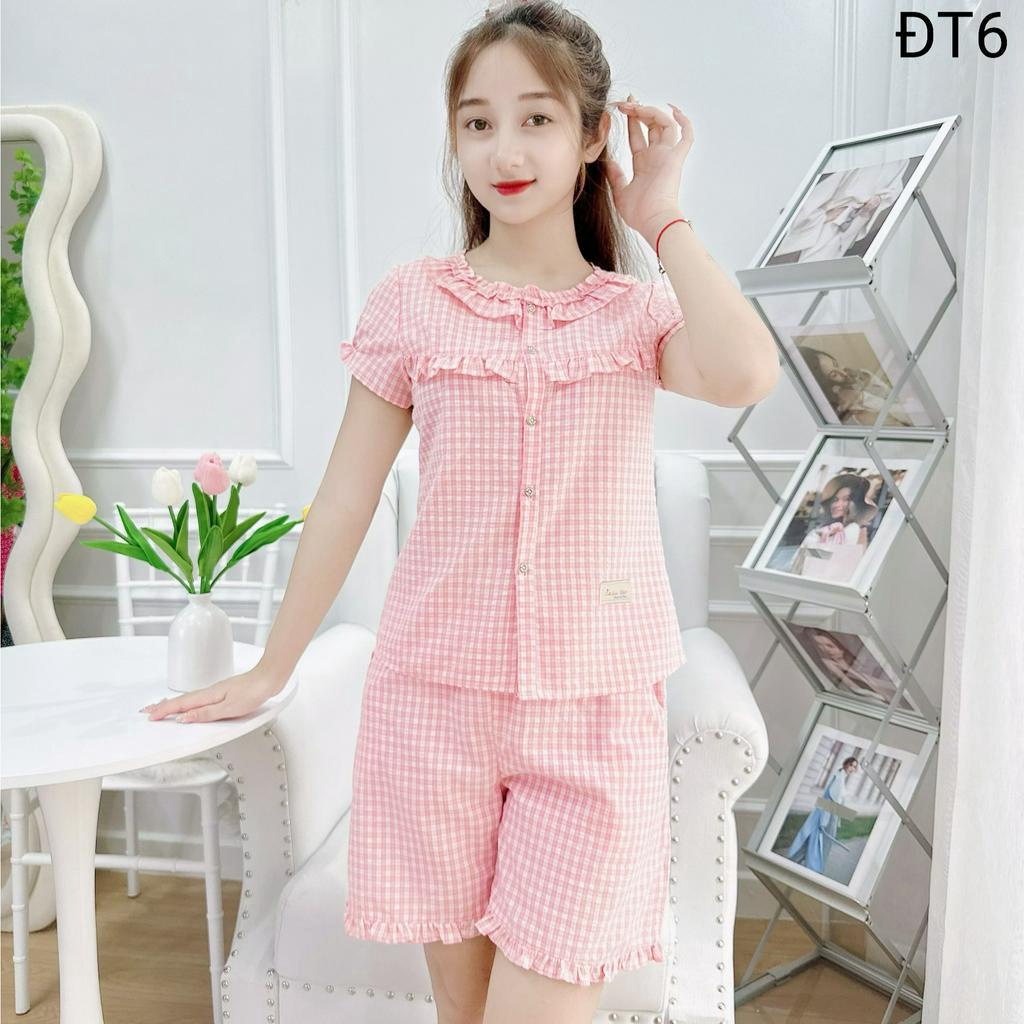 Đồ bộ mặc nhà nữ, đồ bộ hè áo cộc quần đùi vải thô hàn mềm mát