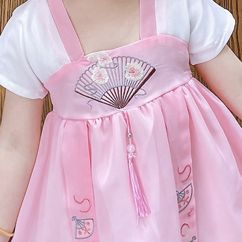 Váy Hán phục thêu họa tiết Trung Hoa xinh xắn cho bé gái 0-4 tuổi