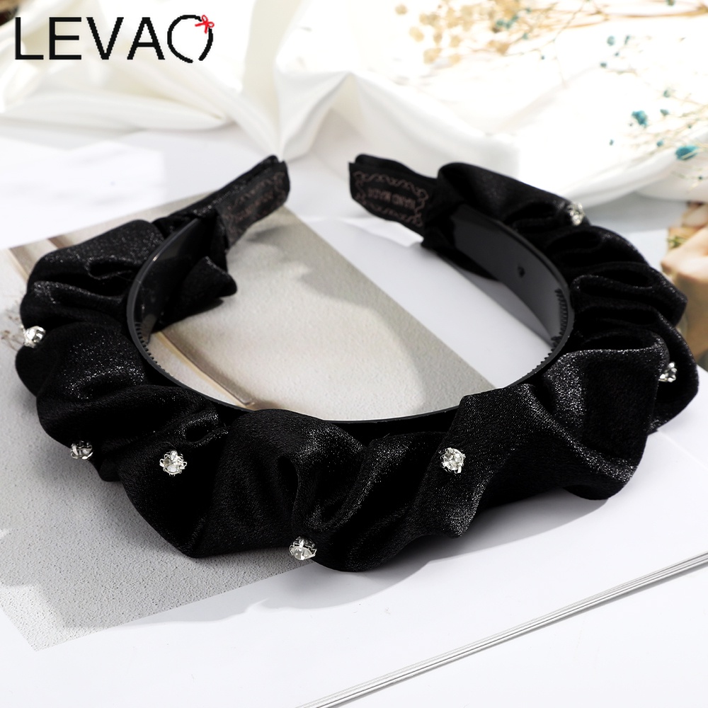  Băng Đô Cài Tóc Đính Đá Kim Cương Màu Đen Đơn Giản