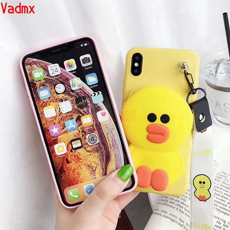 Ốp điện thoại hình hoạt hình kiểu ví dễ thương có dây đeo cho Xiaomi Redmi K30 Note 8T 8 Pro 8A