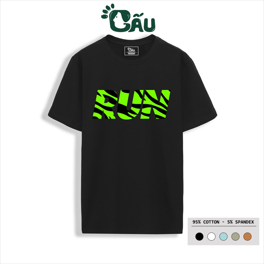 Áo thun nam GẤU 194 cổ tròn tay ngắn vải coton co dãn, dày dặn, form regular fit - Run