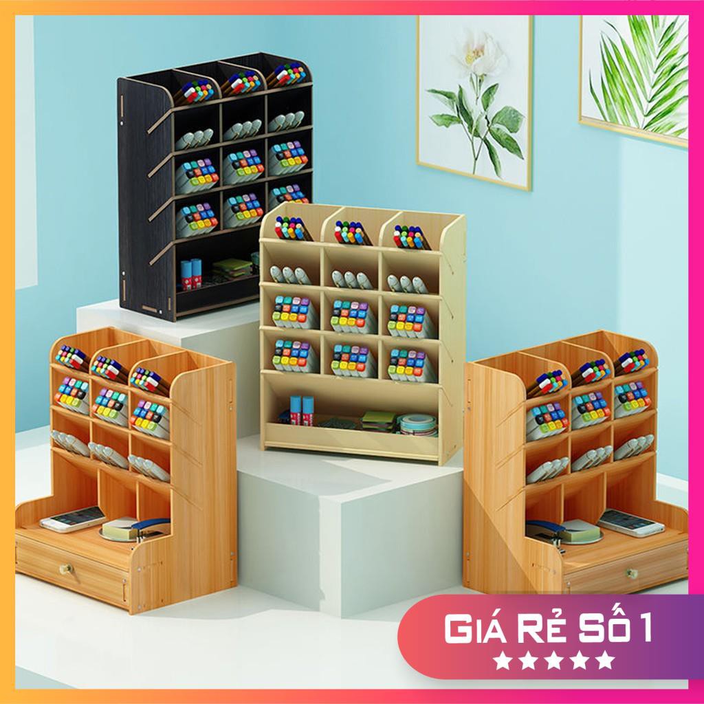 Giá Kệ Gỗ Cắm Bút B11 𝗙𝗥𝗘𝗘 𝗦𝗛𝗜𝗣 Đựng đồ dụng học tập &văn phòng phẩm để bàn có nhiều ngăn giao màu ngẫu nhiên | BigBuy360 - bigbuy360.vn