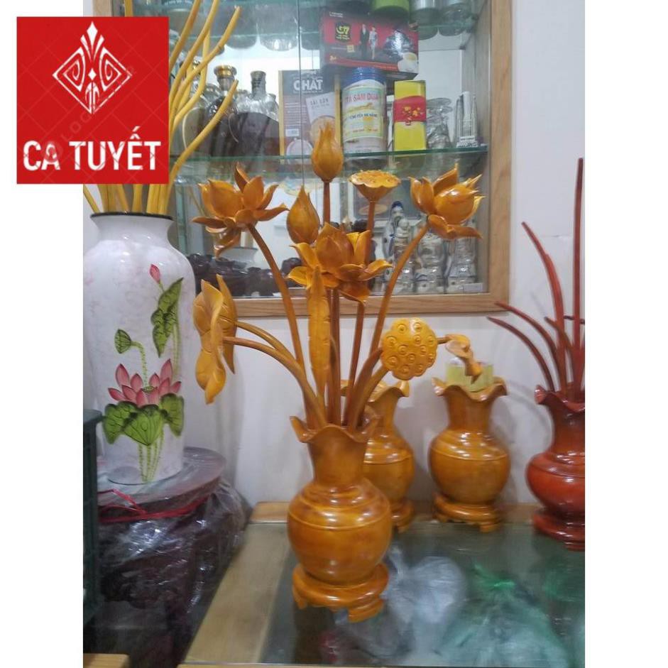 BÌNH HOA SEN LÀM BẰNG GỖ MÍT