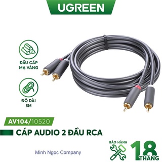 Dây audio 2 đầu rca hoa sen dài 5m 10520 ugreen av104 - hàng chính hãng