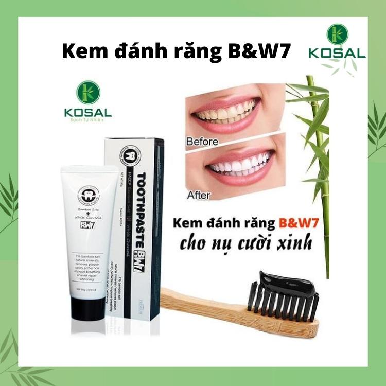 Kem đánh răng ngừa Chảy Máu và Ê Buốt Răng Hàn Quốc B&W7 Than hoạt tính- Muối tre tuýp 80g