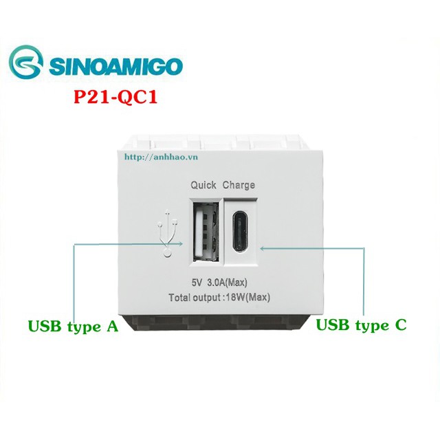Ổ cắm USB type C lắp mặt Panasonic âm tường