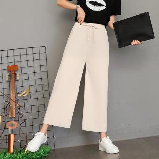 Hàng mới v Real waist wide photo summer pants summer point drop women's Korean loose pants thin leg version pants nine straight drape ice high