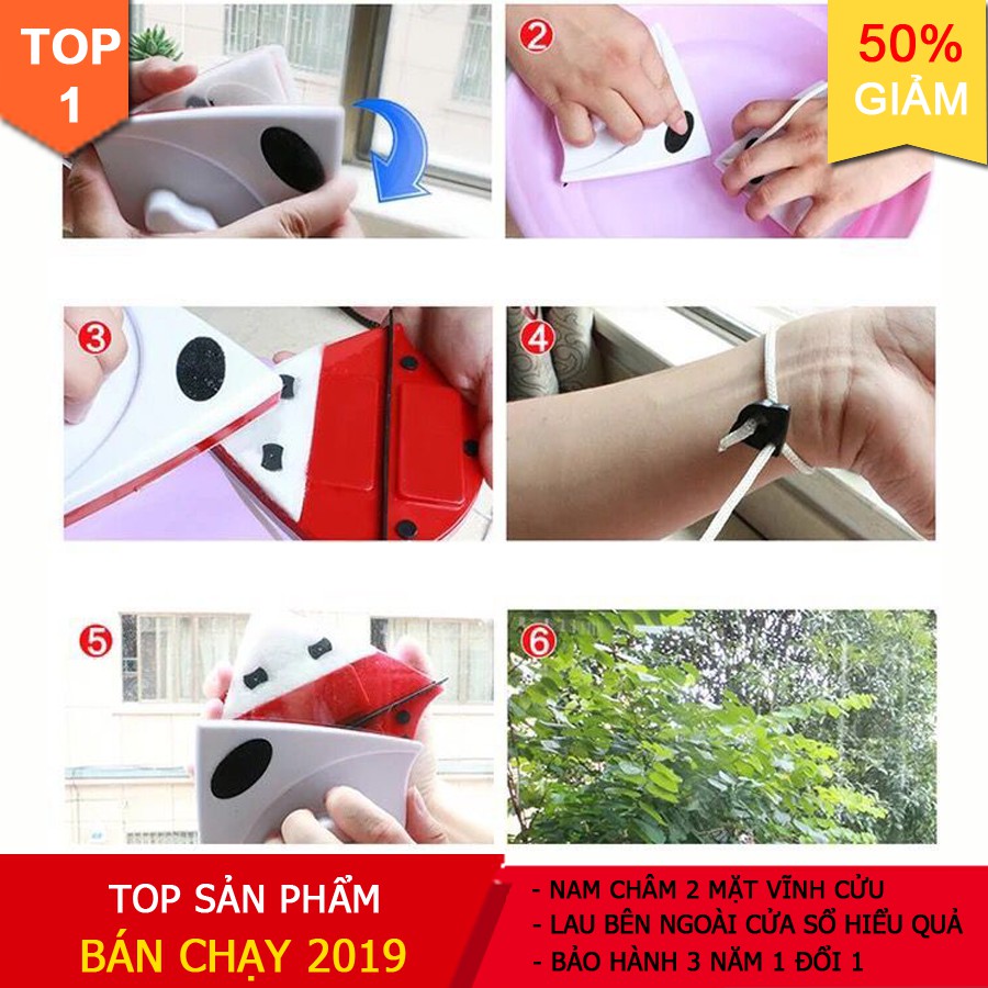Dụng Cụ Lau Cửa Kính 2 Mặt Nam Châm giúp việc lau cửa kính căn hộ của bạn an toàn,hiệu quả