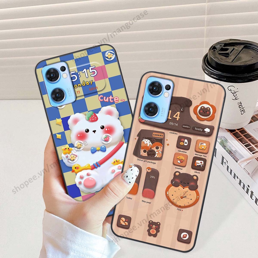Ốp lưng Oppo Reno7 / Reno7 Z 5G / Reno 7 hình gấu, thỏ, đồng hồ cute dễ thương