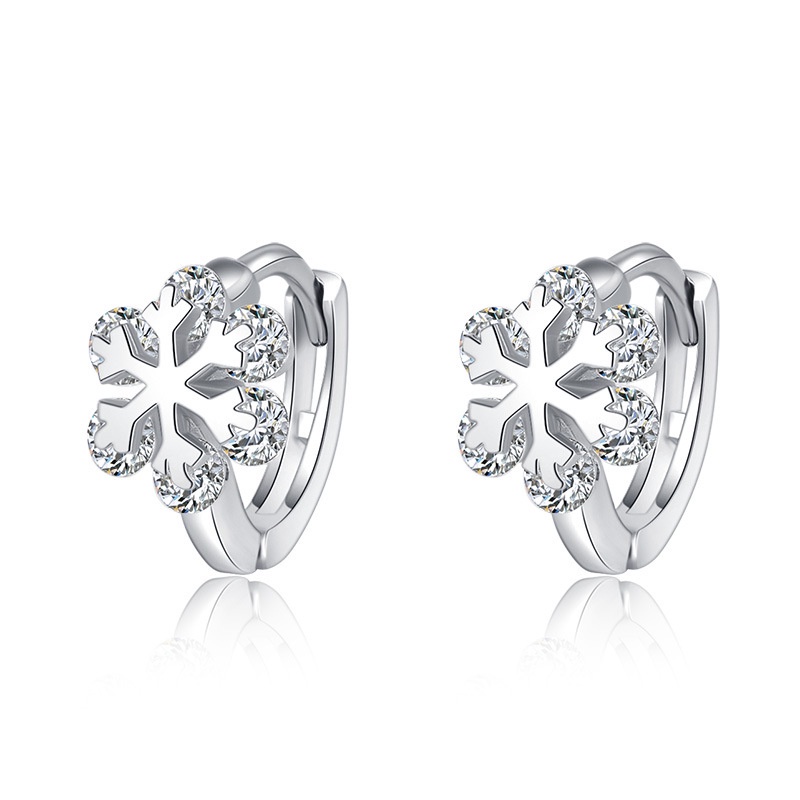 [Kẹp Bông Tai Hình Bông Tuyết Giáng Sinh Thanh Lịch] [Bông Tai Đính Kim Cương Giả Phong Cách Hàn Quốc [INS Đơn Giản Dành Cho Nữ