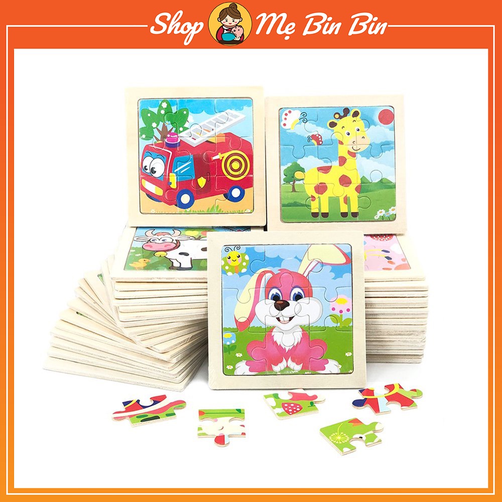 Tranh ghép gỗ 9 mảnh, đồ chơi xếp hình lắp ráp nhiều hình ngộ nghĩnh phát triển tư duy cho bé 3-7 tuổi