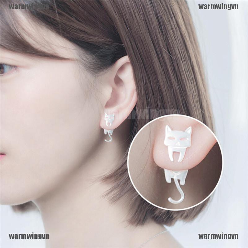 Bông Tai Xi Mạ Bạc Hình Mèo / Cá