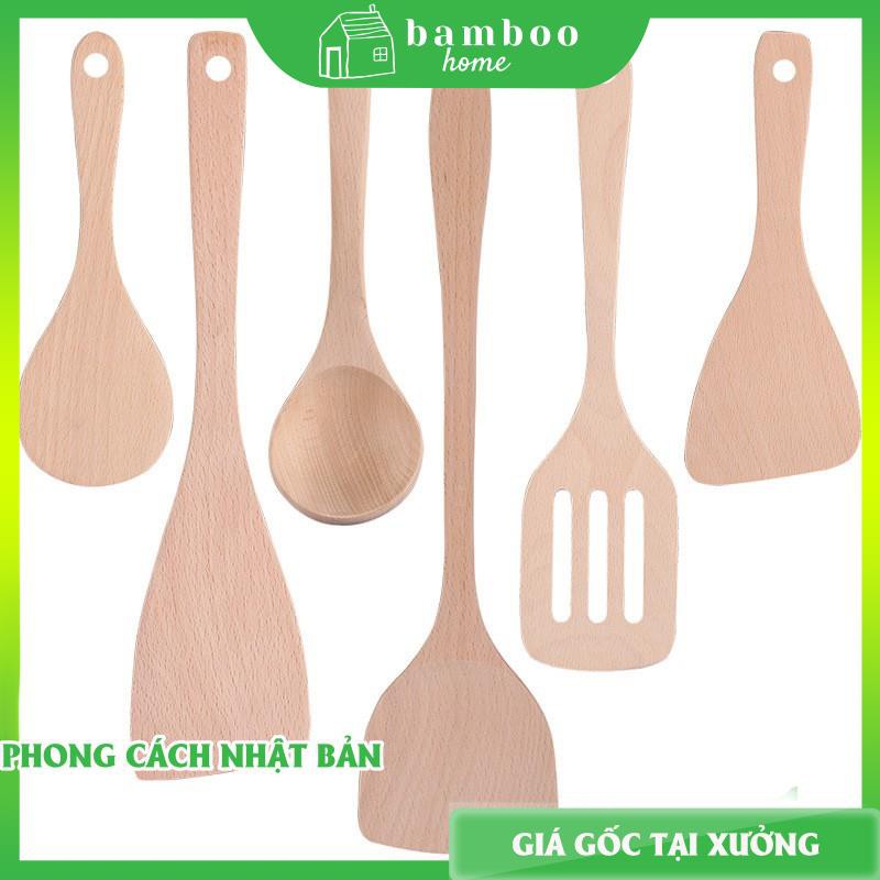 Muỗng gỗ tre BAMBOOO ECO thìa xào nấu chống dính chịu nhiệt tiện lợi nhiều kích thước sản dùng trong nhà bếp nhà hàng