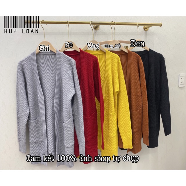 Khoác len cadigan dáng qua mông