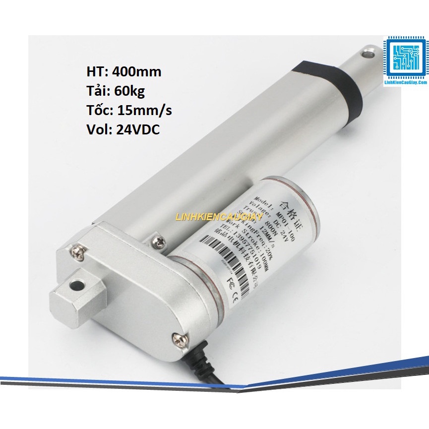 Xi lanh điện 24VDC tốc độ 15mm/s Hành trình 400mm