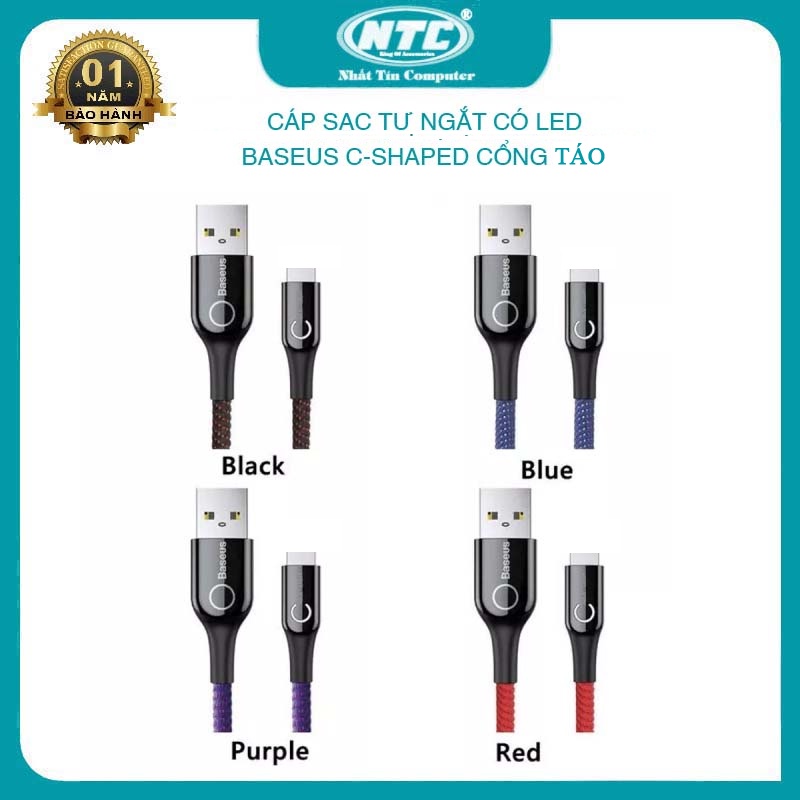 Cáp sạc tự ngắt thông minh Baseus C-Shaped cổng Táo max 2.4A - có đèn led báo