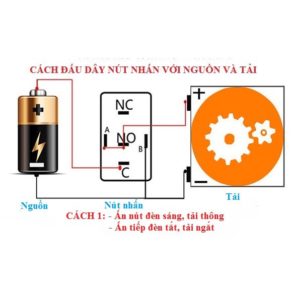 Nút kim loại nhấn giữ 16mm chống nước cao cấp có đèn báo nguồn 12V