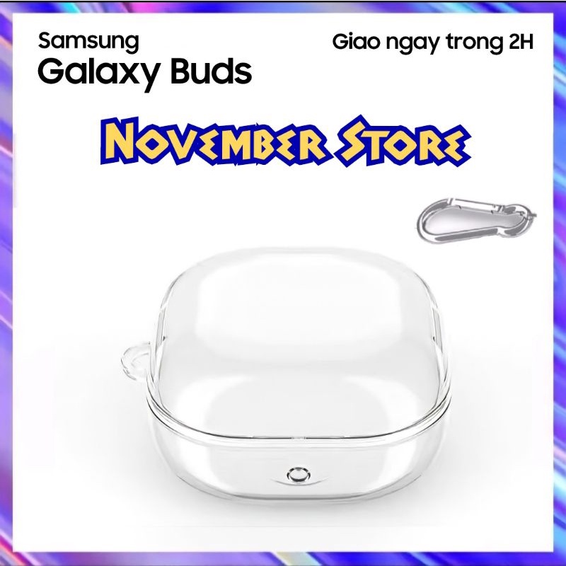 Ốp case dẻo trong suốt cho tai nghe Galaxy Buds 2 / Buds Pro / Buds Live - Tặng kèm móc treo