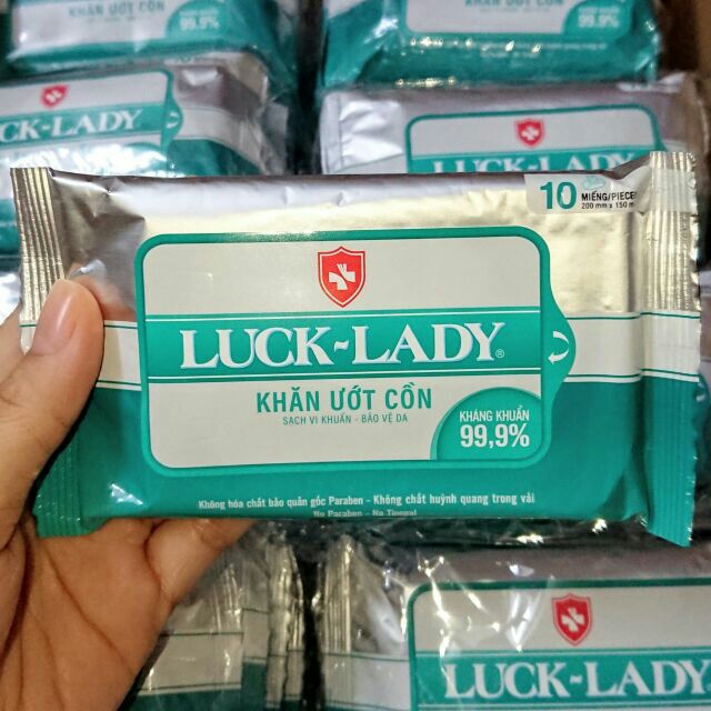 Khăn ướt cồn Luck Lady kháng khuẩn 10 tờ