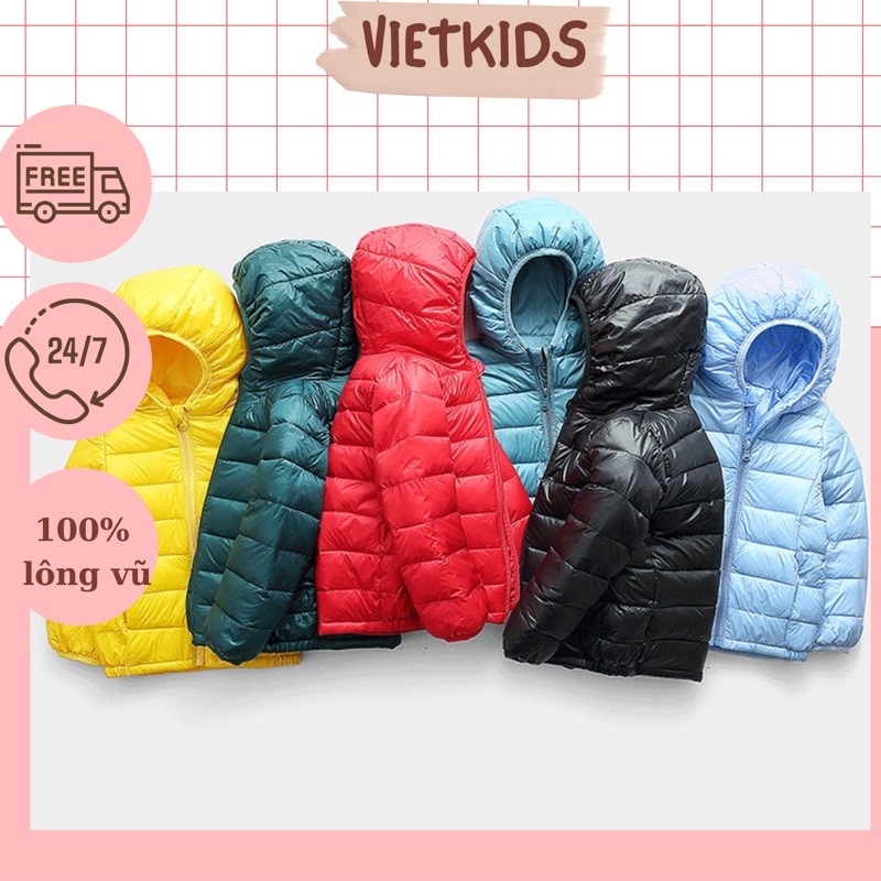 Áo khoác trẻ em ⚡XUẤT DƯ⚡ Áo phao cho bé - Lông vũ hàng chuẩn vải PVC chống gió và nước- cam kết áo loại 1