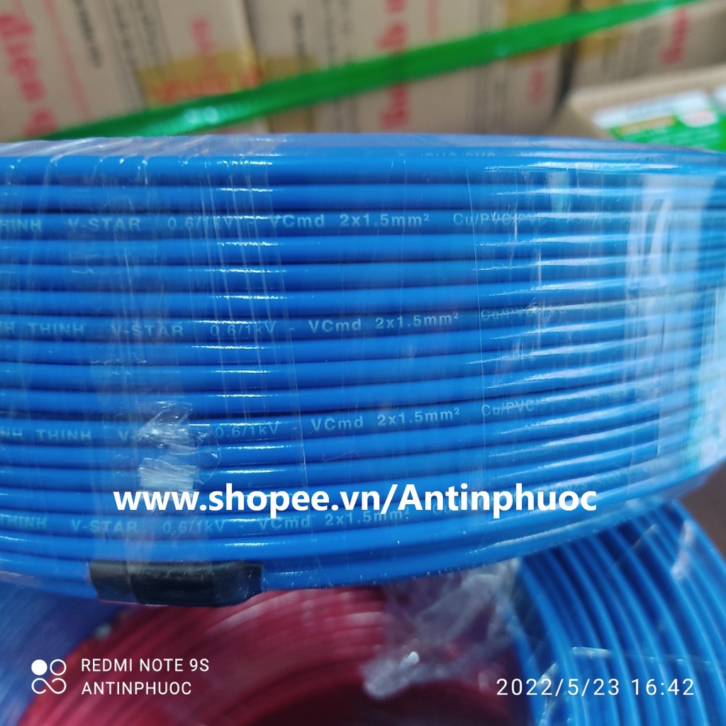 Dây điện đôi 2 x 1.5 mm2 VSTAR Vĩnh Thịnh ( Chính Hãng - Ruột đủ tiết diện ) - Dây điện sup đôi 1 lớp vỏ mềm nhiều sợi
