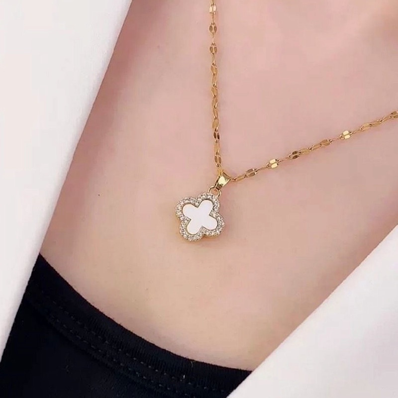Dây chuyền nữ cỏ 4 lá 100% TITAN NGUYÊN CHẤT KHÔNG GỈ - KHÔNG PHAI MÀU vòng cổ dễ thương đơn giản phong cách ins Hàn Quốc