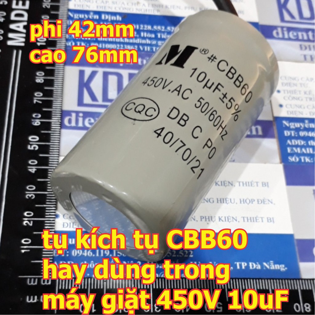 tụ điện tụ kích tụ CBB60 hay dùng trong máy giặt 450V 4uF ~ 20uF kde6301