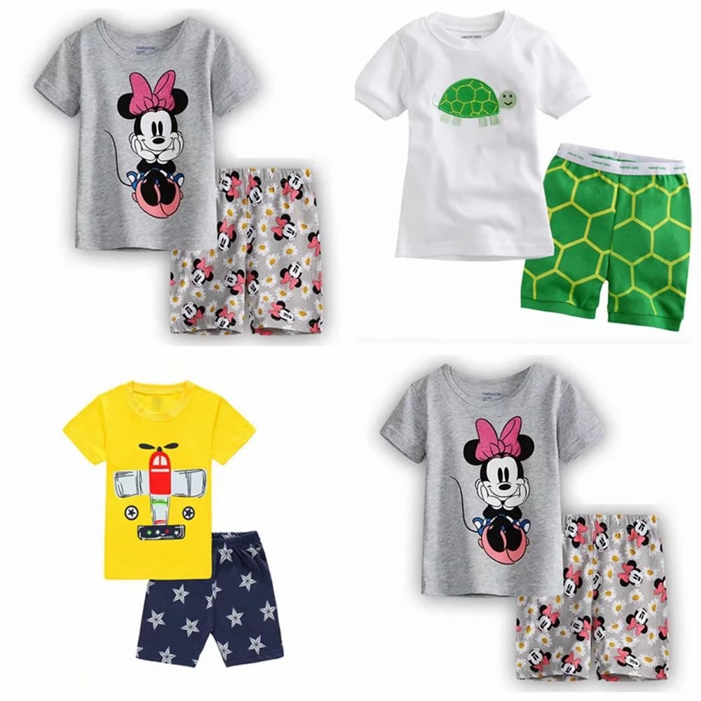 Đồ bộ ngắn tay in hình chuột Mickey dễ thương cho bé gái