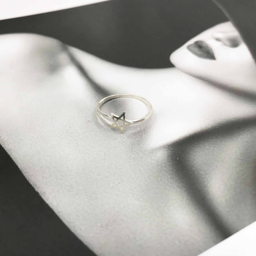 Nhẫn Nữ Bạc Ta CaoBac Silver Cho Nữ Trơn Đơn Giản Không Đá Kiểu Dáng Hai Sợi Sao