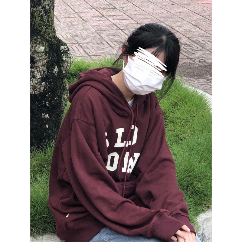 Áo Hoodie Slow Màu Đỏ Mận Siêu Hot, Áo Mũ 2 Lớp Form Rộng In Chữ Trẻ Trung Màu Sắc Nổi Bật
