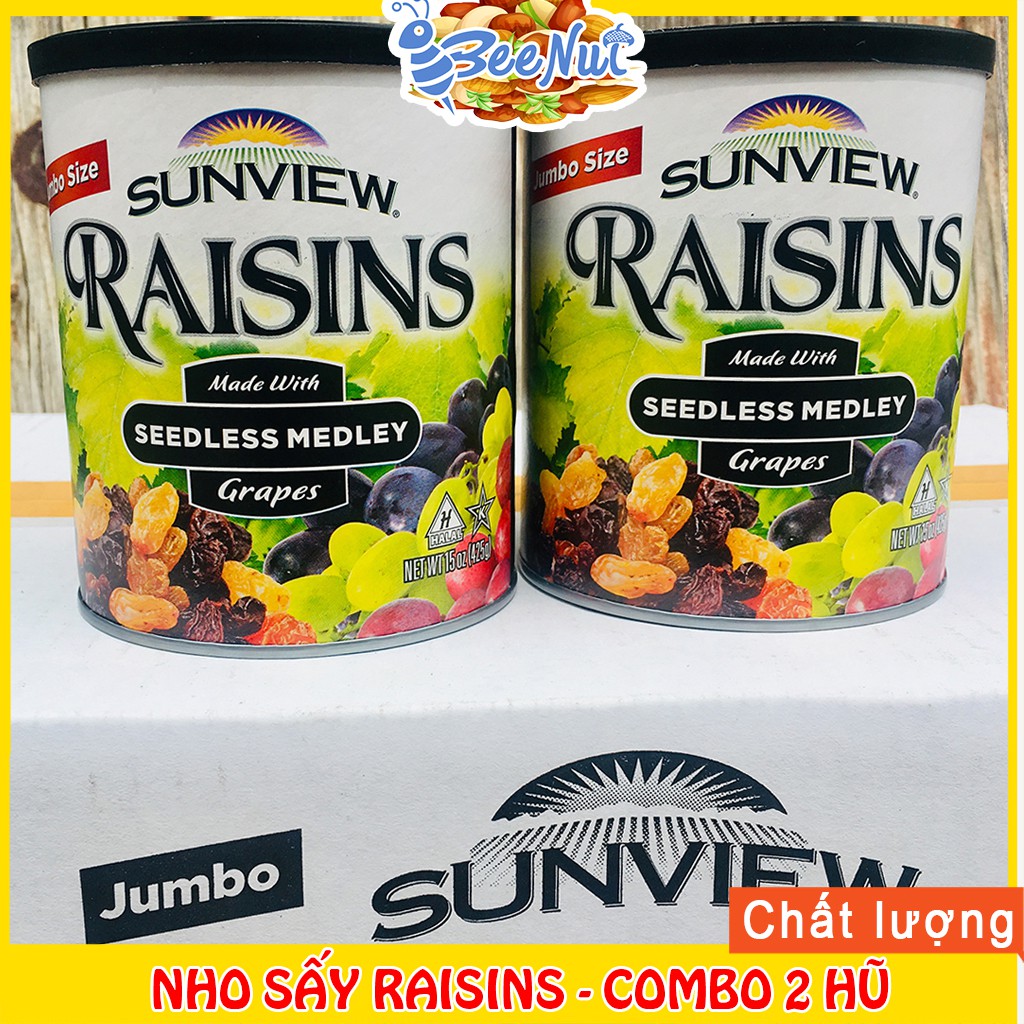 [Mã GROSALE2703 giảm 8% đơn 250K] Combo 2 Hũ Nho Sấy Khô Raisins Sunview - Thúc đẩy sức khỏe tim mạch