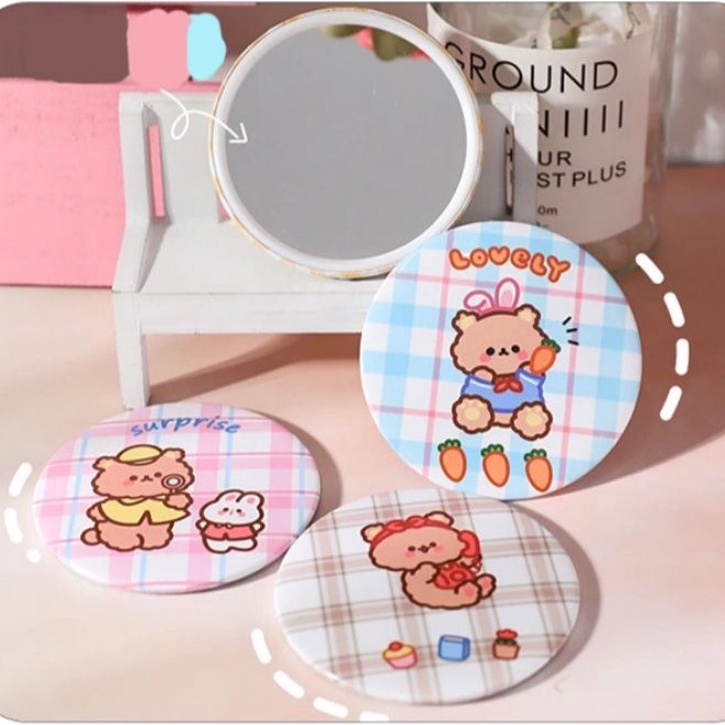 Gương Mini Gấu Nâu Phong Cách Hàn Quốc MỚI 2022- Gương Cầm Tay Bỏ Túi Hình Gấu Dễ Thương Molangshop