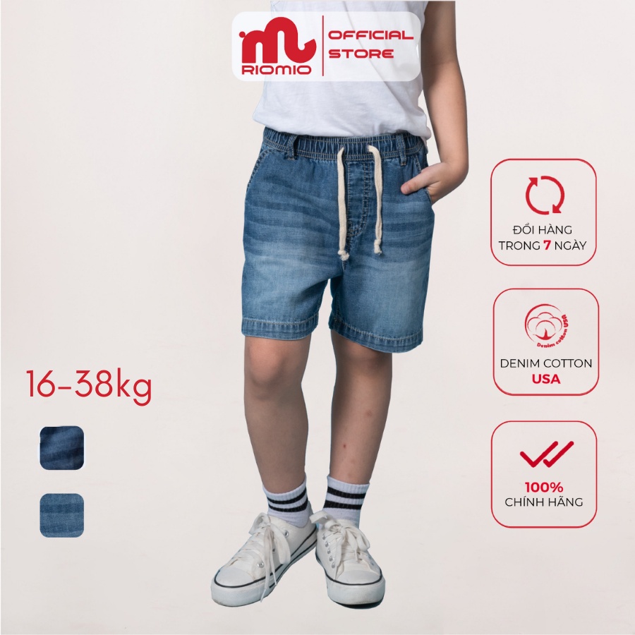 Quần short jean bé trai RIOMIO ống suông chất liệu Denim Cotton thoải mái - RM021