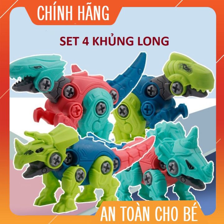 đồ chơi 4 chi tiết mô hình khủng long lắp ráp - Đồ chơi thông minh thoả sức sáng tạo cho bé, cho trẻ em