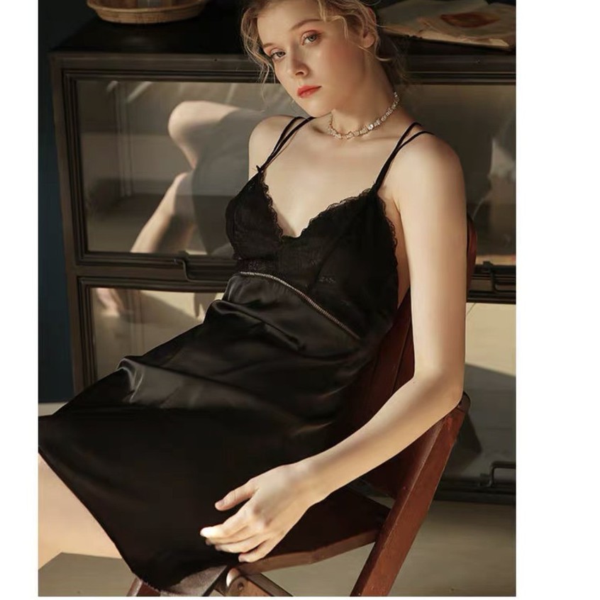 [SHIP NHANH 2H] Váy ngủ sexy satin phối ren ngực [có mút ngực tháo rời] Đầm ngủ gợi cảm - cô chủ nhỏ chuyên sỉ | BigBuy360 - bigbuy360.vn