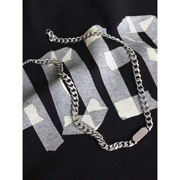 Vòng cổ Thép Titan Mặt Vuông Tròn Phong Cách Hip hop Đơn Giản Cho Nam Nữ