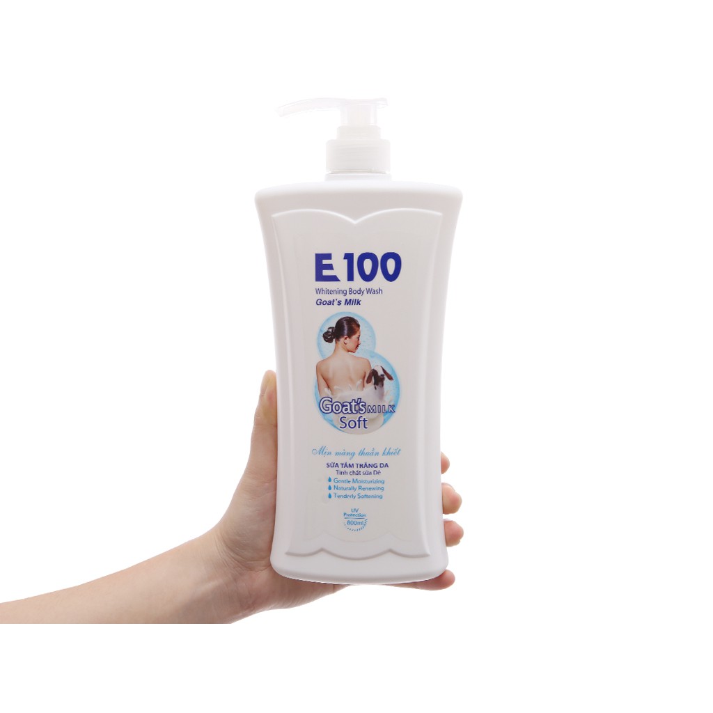 Sữa tắm E100 trắng da sữa dê 800ml
