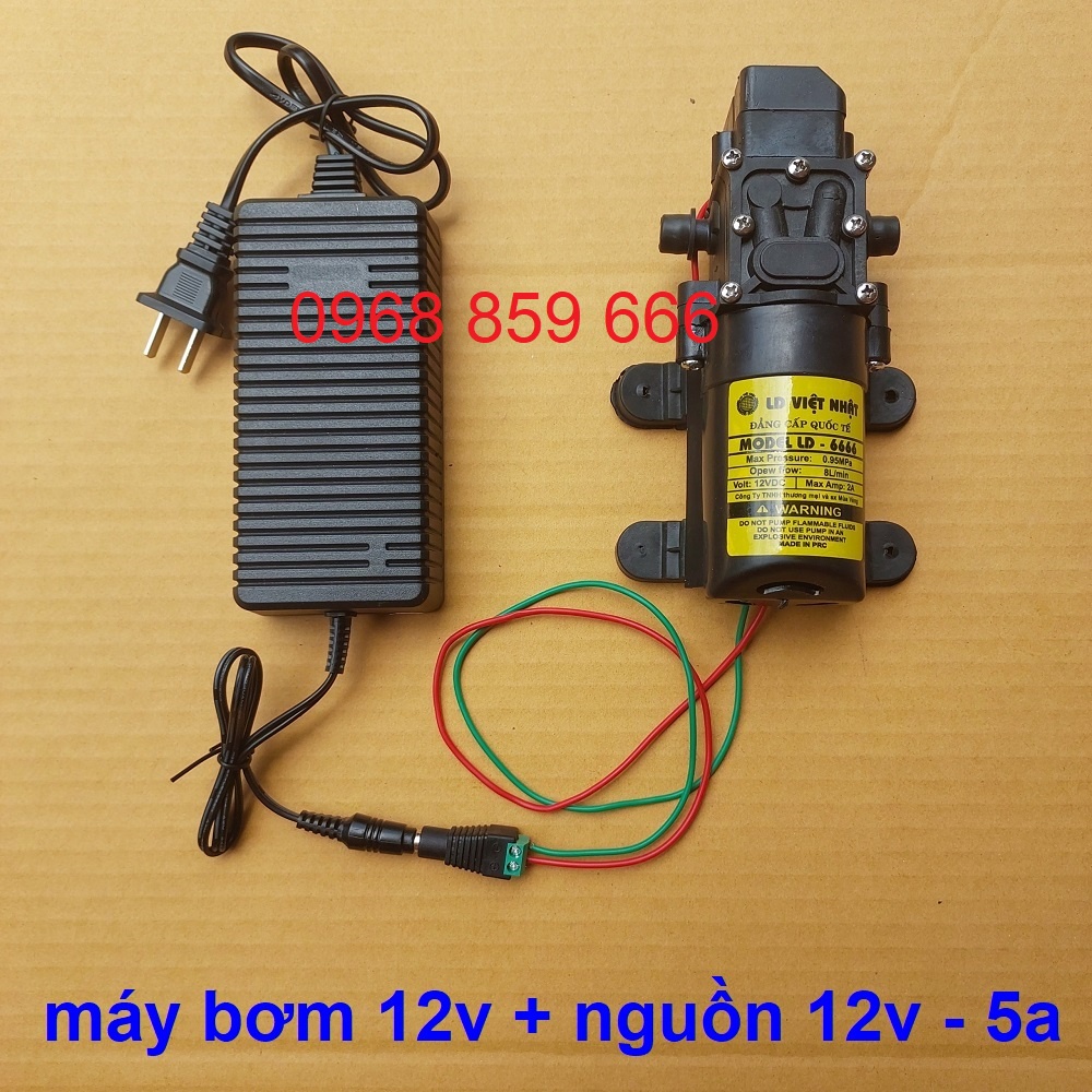 Bộ máy bơm tăng áp mini 12v kèm nguồn 12V-5A