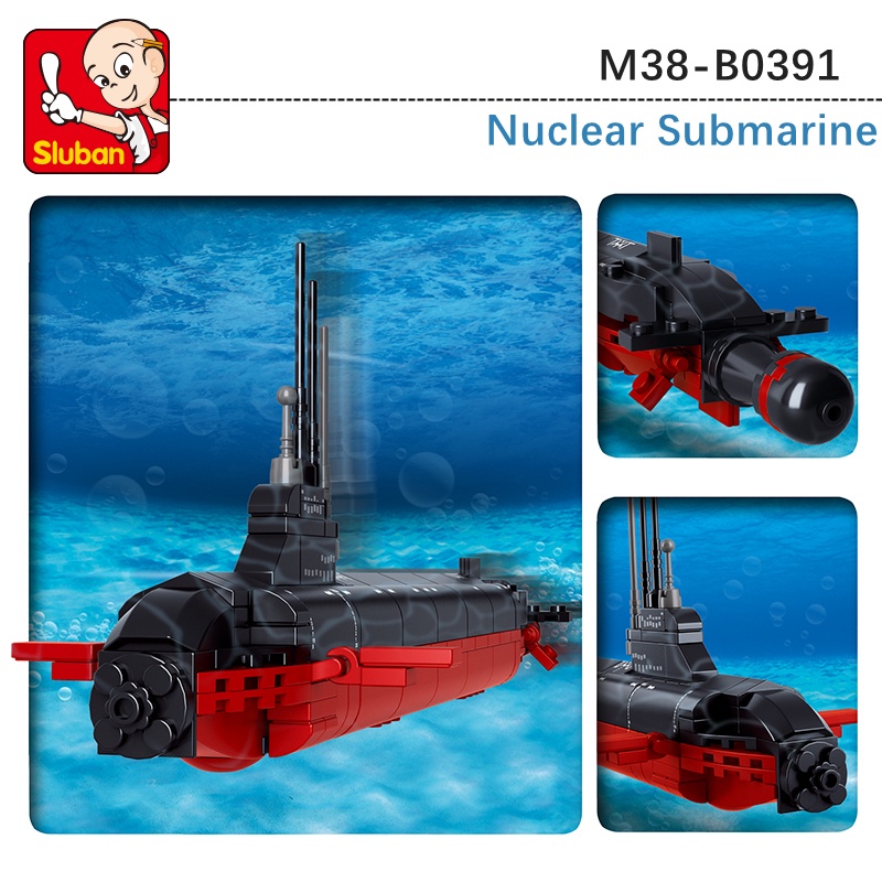 SLUBAN Bộ Đồ Chơi Lắp Ráp Tàu Ngầm Hạt Nhân 193 Món B0391 Compatbile